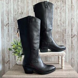 Sofft Shelby Black Leather Tall Western-Inspired Boot New Womens 8